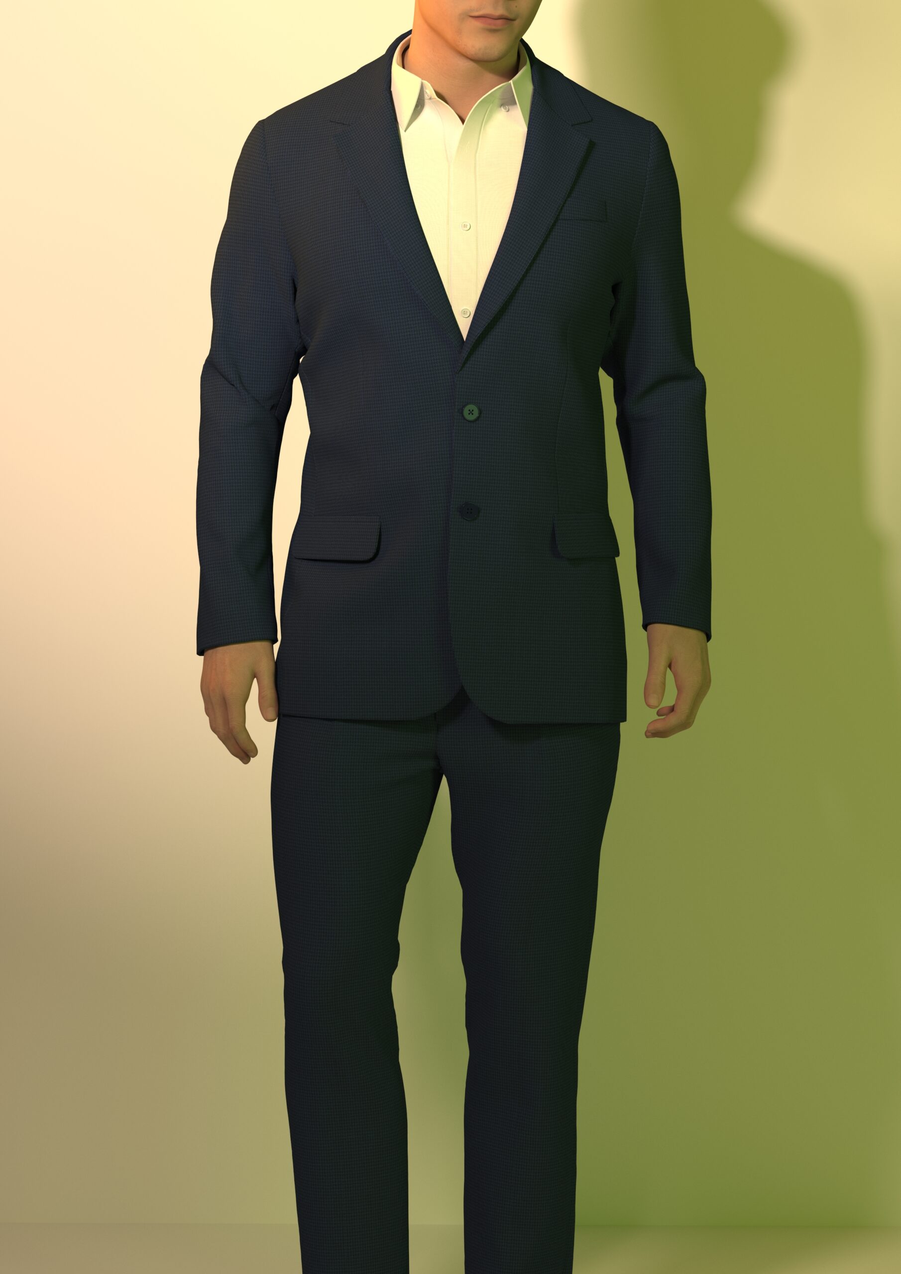 Single-Breasted Wool Blend Suit Blazer